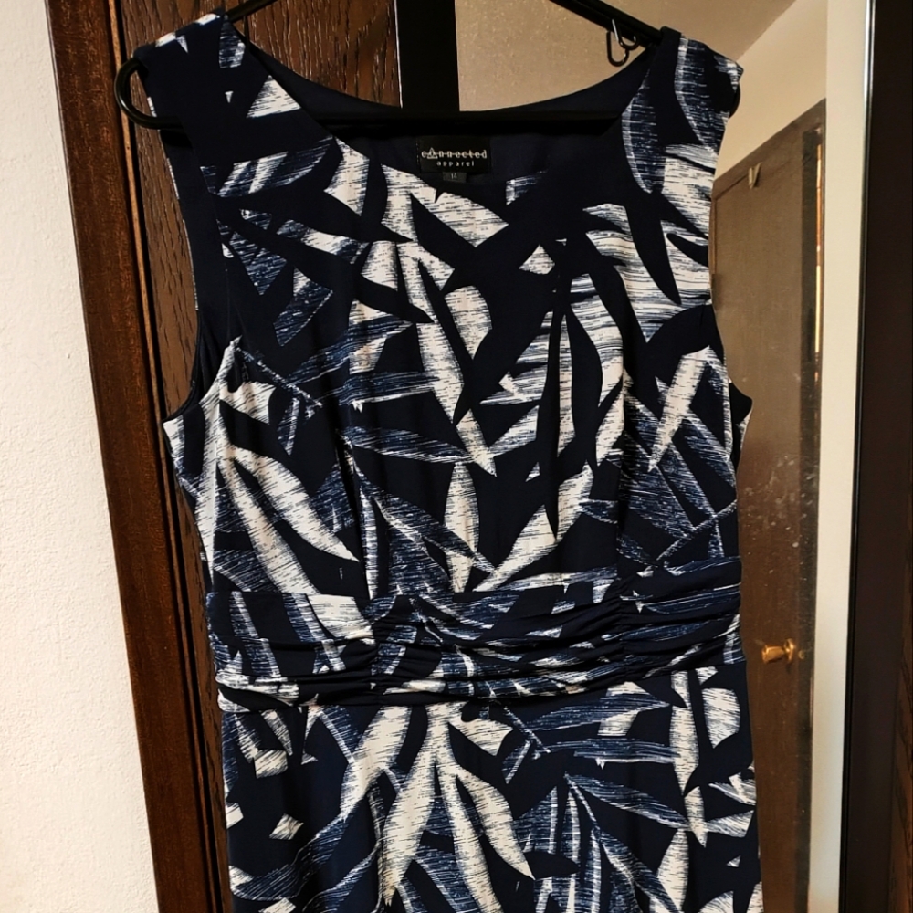 Blue & White Sleeveless Floral Summer Maxi Dress